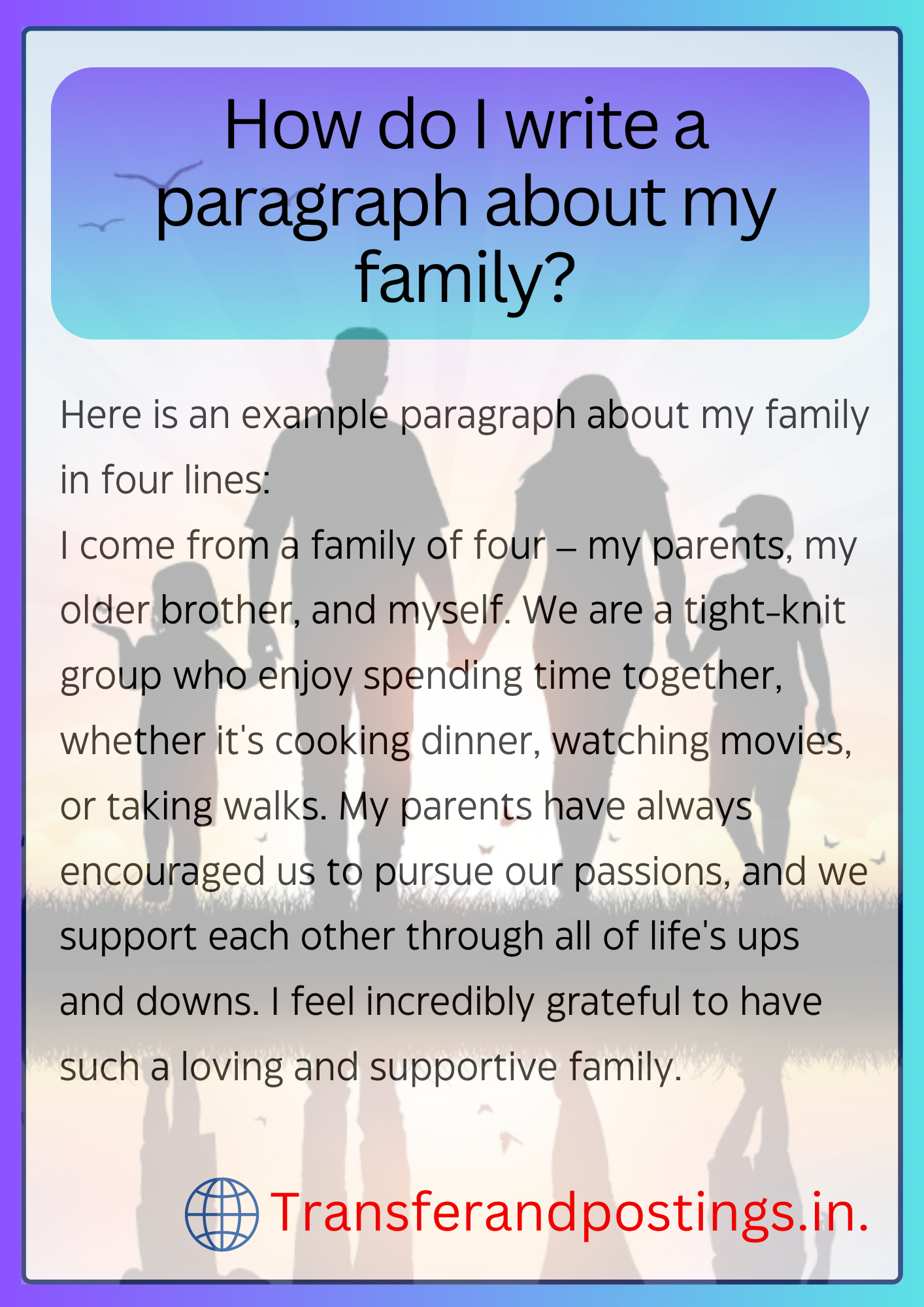 Family Paragraph In English The Importance Of Writing A Family
